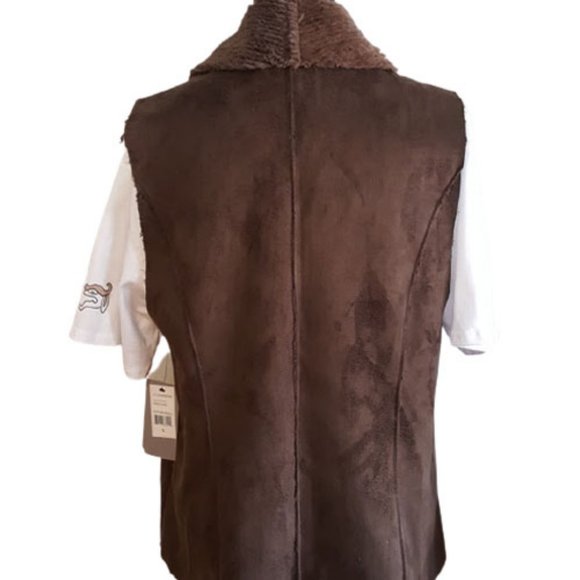 NEW Suede Faux Fur Open Vest Marc New York (L) - Picture 2 of 9